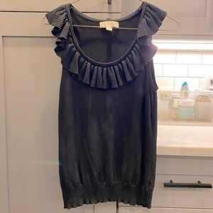 Merona Target tank, size S, black, ruffle scoop neck